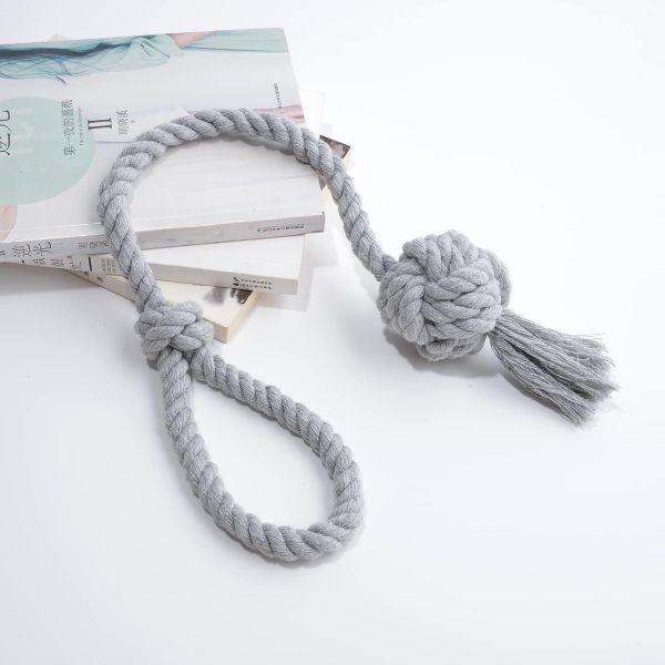 2 Pack Rustic Curtain Tiebacks - Outdoor Curtain Drapery Holdbacks Holders - Hand Knitting Cotton Rope Drape Tie Backs for Sheer and Blackout Curtain(Set of 2, Grey) - Image 4