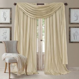 Elrene Home Fashions Athena Faux Crushed-Silk Window Curtain Panel and Valance Set, 52"x95" (2 Panels) & 1 Valance, Ivory