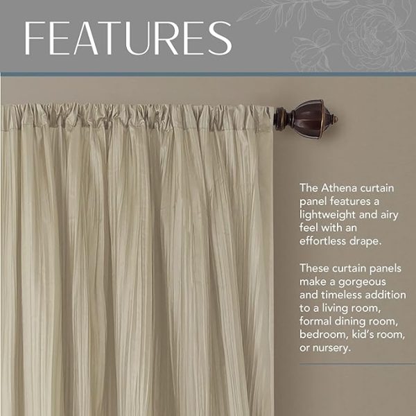 Elrene Home Fashions Athena Faux Crushed-Silk Window Curtain Panel and Valance Set, 52"x95" (2 Panels) & 1 Valance, Ivory - Image 7