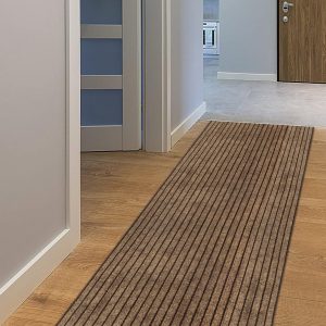 AYOHA Runner Rug 2' x 6' Indoor/Outdoor Carpet Runners, Hallway Kitchen Entryway Bedroom Area Rugs with Natural Non-Slip Rubber Backing, Garage mat, Brown/Brown Strip (Available for Custom Sizes)