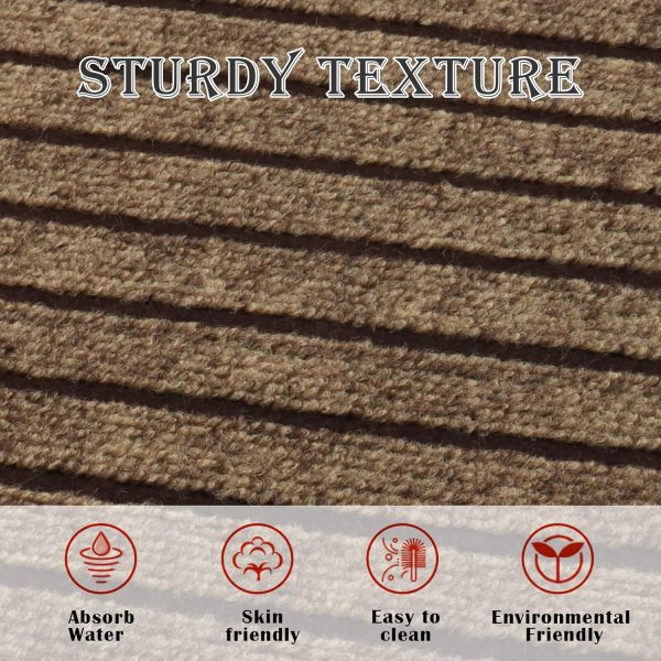 AYOHA Runner Rug 2' x 6' Indoor/Outdoor Carpet Runners, Hallway Kitchen Entryway Bedroom Area Rugs with Natural Non-Slip Rubber Backing, Garage mat, Brown/Brown Strip (Available for Custom Sizes) - Image 4