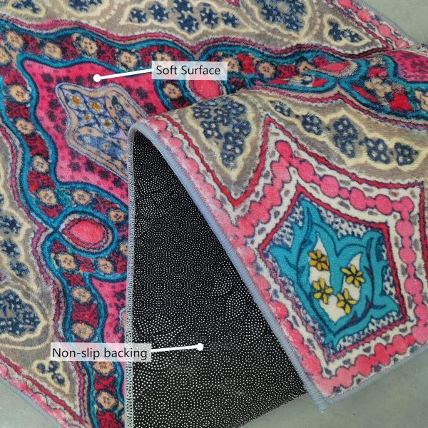 Boho Rug Runner - 2x4.3 Medallion Distressed Area Rug Entryway Doormat Non-Slip Washable Hallway Throw Rug Floor Carpet for Living Room Kitchen Laundry Bedroom Bathroom - Image 3