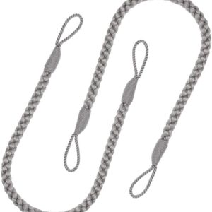 Curtain Tiebacks Ropes, 2pcs Decorative Handmade Tie Backs Curtain Holdbacks Holders Cord for Window Sheer Drapes Indoor Outdoor, Grey