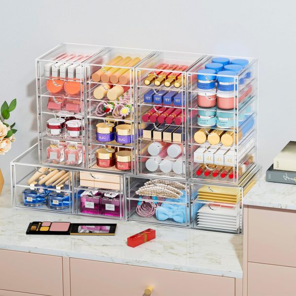 Desk Organizers And Accessories With 22 Drawers, 4 Pack Office Desktop Drawers, Plastic Makeup Organizer Containers Bins With Drawers Desk Organization, Bathroom Organizers Storage Case Box Cube - Image 2