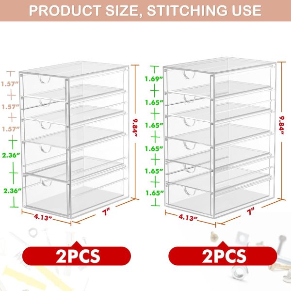 Desk Organizers And Accessories With 22 Drawers, 4 Pack Office Desktop Drawers, Plastic Makeup Organizer Containers Bins With Drawers Desk Organization, Bathroom Organizers Storage Case Box Cube - Image 3