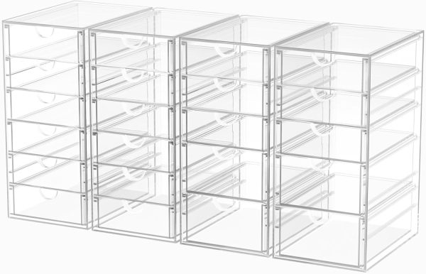 Desk Organizers And Accessories With 22 Drawers, 4 Pack Office Desktop Drawers, Plastic Makeup Organizer Containers Bins With Drawers Desk Organization, Bathroom Organizers Storage Case Box Cube - Image 8