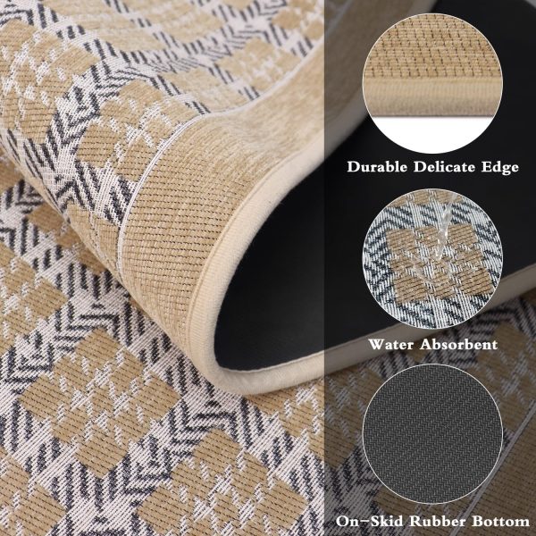 GOYLSER Washable Runner Rugs Mat - Rubber Backing farmhouse rug runner Floor Runner Non Slip Throw Rug for Hallway - Large Rug Runner Front Doormat Neutral Area Rug Carpet for Kitchen, Splicing Beige - Image 4