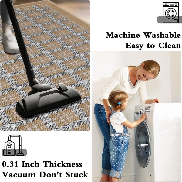 GOYLSER Washable Runner Rugs Mat - Rubber Backing farmhouse rug runner Floor Runner Non Slip Throw Rug for Hallway - Large Rug Runner Front Doormat Neutral Area Rug Carpet for Kitchen, Splicing Beige - Image 6