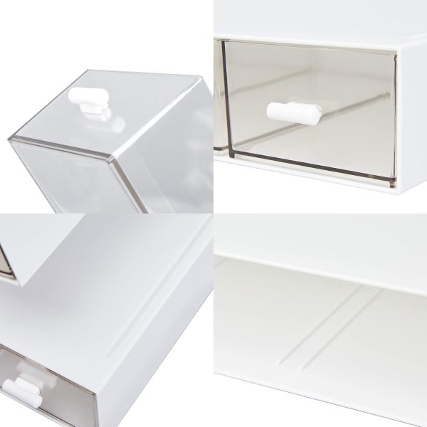 LETURE Desk Organizer with 4 Drawers, Clear Plastic Desk Storage Box, Desktop Organization for Office Supplies, Gel Pens, Pencils, Markers, Tape, Erasers, Paperclips, Chargers (White-4 Draws) - Image 5