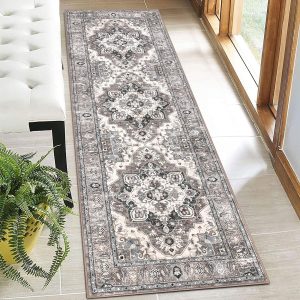 U'Artlines Boho Hallway Runner Rug 2' x 6' Vintage Farmhouse Laundry Rug Runner Accent Area Rug Carpet Non Slip Soft Washable Kitchen Rug Entryway Runner Mat Throw Rug for Living Room (Brown＆Beige)