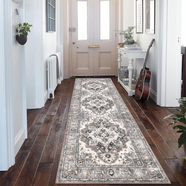 U'Artlines Boho Hallway Runner Rug 2' x 6' Vintage Farmhouse Laundry Rug Runner Accent Area Rug Carpet Non Slip Soft Washable Kitchen Rug Entryway Runner Mat Throw Rug for Living Room (Brown＆Beige) - Image 4