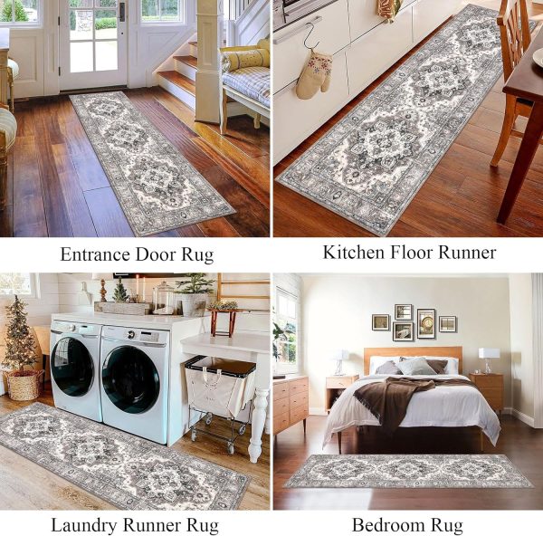 U'Artlines Boho Hallway Runner Rug 2' x 6' Vintage Farmhouse Laundry Rug Runner Accent Area Rug Carpet Non Slip Soft Washable Kitchen Rug Entryway Runner Mat Throw Rug for Living Room (Brown＆Beige) - Image 5