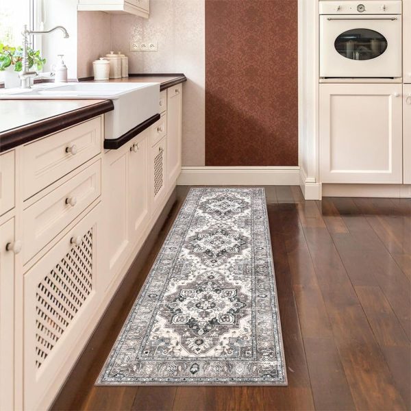 U'Artlines Boho Hallway Runner Rug 2' x 6' Vintage Farmhouse Laundry Rug Runner Accent Area Rug Carpet Non Slip Soft Washable Kitchen Rug Entryway Runner Mat Throw Rug for Living Room (Brown＆Beige) - Image 6