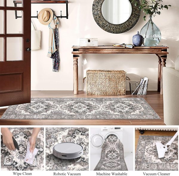 U'Artlines Boho Hallway Runner Rug 2' x 6' Vintage Farmhouse Laundry Rug Runner Accent Area Rug Carpet Non Slip Soft Washable Kitchen Rug Entryway Runner Mat Throw Rug for Living Room (Brown＆Beige) - Image 7