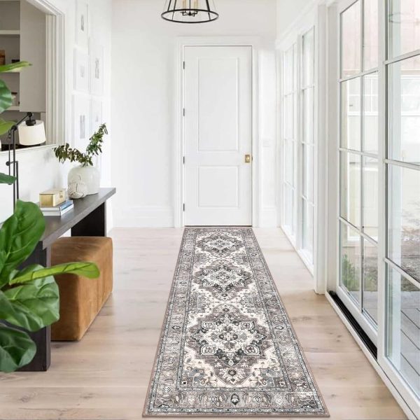U'Artlines Boho Hallway Runner Rug 2' x 6' Vintage Farmhouse Laundry Rug Runner Accent Area Rug Carpet Non Slip Soft Washable Kitchen Rug Entryway Runner Mat Throw Rug for Living Room (Brown＆Beige) - Image 8