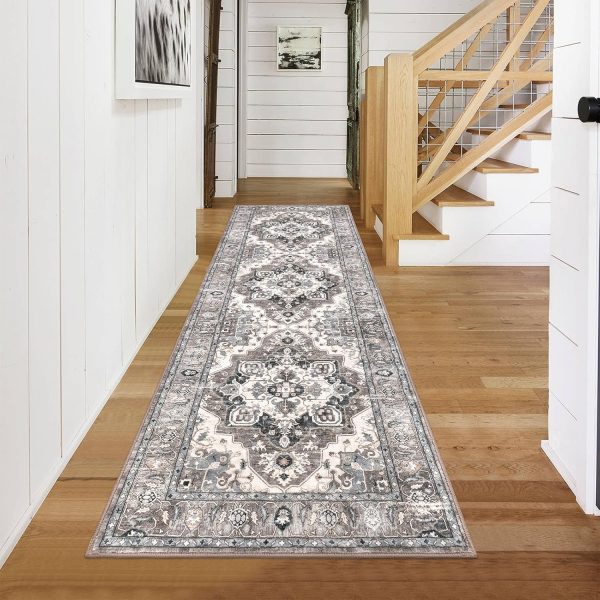 U'Artlines Boho Hallway Runner Rug 2' x 6' Vintage Farmhouse Laundry Rug Runner Accent Area Rug Carpet Non Slip Soft Washable Kitchen Rug Entryway Runner Mat Throw Rug for Living Room (Brown＆Beige) - Image 9