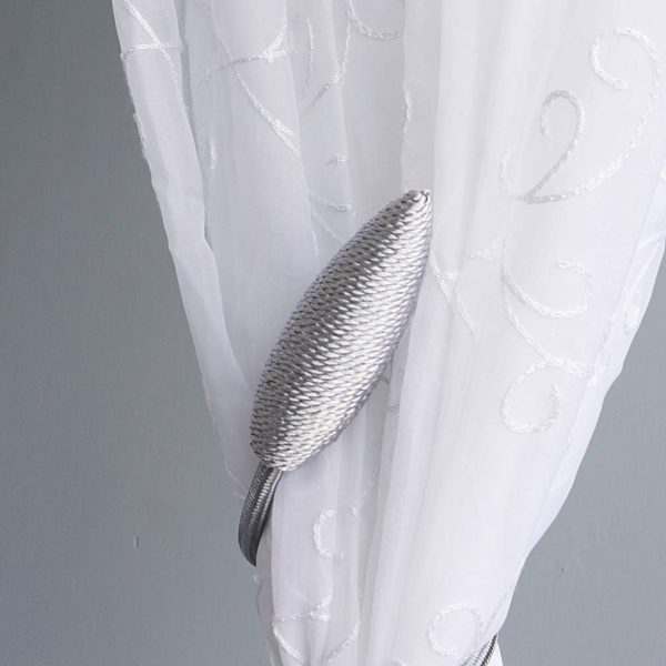 Valea Home 2 Pieces Curtain Tiebacks Clips Creative Window Drape Twist Tie Backs European Style Custom Made Curtain Holders Decorative Draperies Holdbacks, Silver Grey - Image 5
