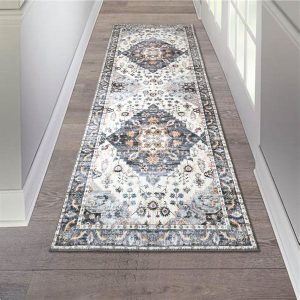 Vintage Runner Rug 2x5 Washable Kitchen Runner Rug Boho Non-Slip Area Rug Water Absorbent Entryway Rug Doormat Indoor Entrance Floor Mat Runner for Home Garage Kitchen Laundry